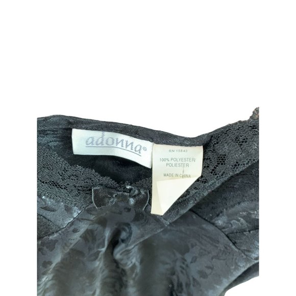 Adonna Womens Size Small Vintage Black Nightgown Spaghetti Strap Teddy y2k Knee - Picture 3 of 5